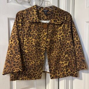 Y2K Leopard Print Women's Cape Swing Cotton Jacket Size Large